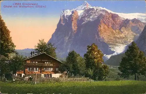 Ansichtskarte Grindelwald Chalet mit Wetterhorn (3703 m) 1914
