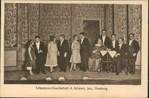 Ansichtskarte Hamburg Liliputaner-Gesellschaft A. Scheuer Kurioses 1924