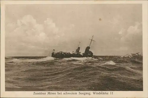 Kriegsschiff (Marine) Zerstörer Möwe bei Seegang Windstärke 11 1930