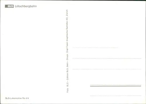 Ansichtskarte  Verkehr & Eisenbahn BLS Lötschbergbahn Lokomotive Re 4/4 1980