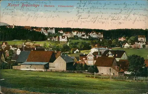 Ansichtskarte Braunlage Panorama-Ansicht Blick zum Villenviertel 1914