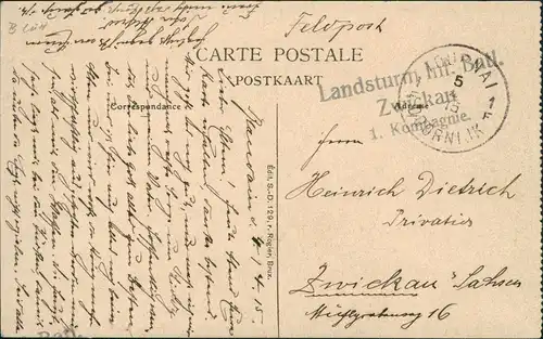 Postkaart Lüttich Luik Lîdje Liége La Place St-Lambert 1915    Feldpost