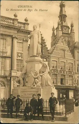 Postkaart Kortrijk Courtrai Le Monument de Mgr. De Haerne 1915   Feldpost gelaufen