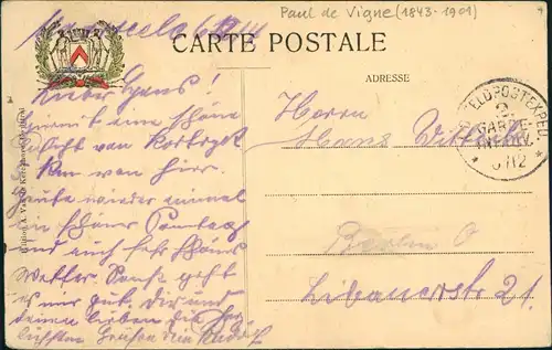 Postkaart Kortrijk Courtrai Le Monument de Mgr. De Haerne 1915   Feldpost gelaufen