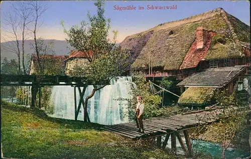 Ansichtskarte  Sägmühle im Schwarzwald 1916   1. Weltkrieg Feldpost gelaufen