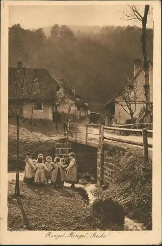 Stimmungsbild mit spielenden Kindern Ringel, Ringel, Reihe! 1913