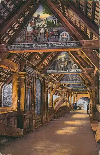 Ansichtskarte Luzern Lucerna Spreuerbrücke - Bemalung 1924