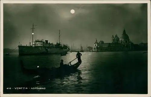 Venedig Venezia Fotokunst Stadt bei Mondschein Dampfer Gondel 1936