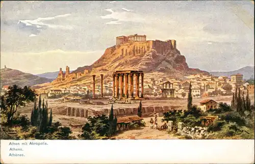 Postcard Athen Αθήνα Akropolis Greece (Künstlerkarte) 1910