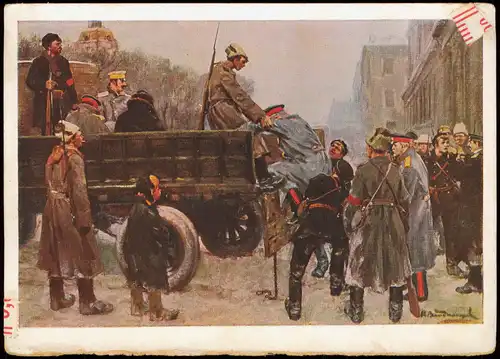 .Russland Rußland Россия Soldaten werden auf LKW verladen Künstlerkarte 1928
