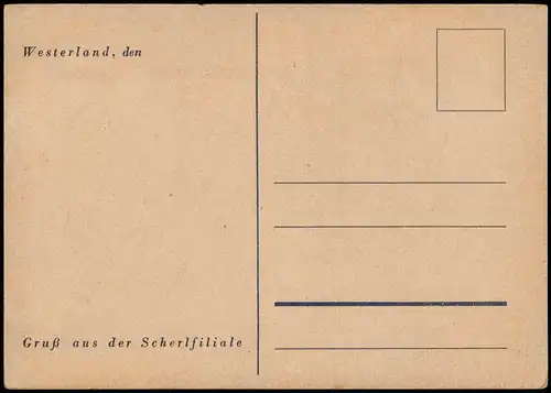 Westerland-Sylt Gruß aus der Scherlfiliale - Künstlerkarte 1959