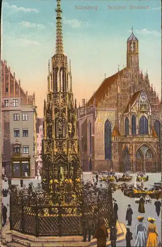 Ansichtskarte Nürnberg Schöner-Brunnen 1910