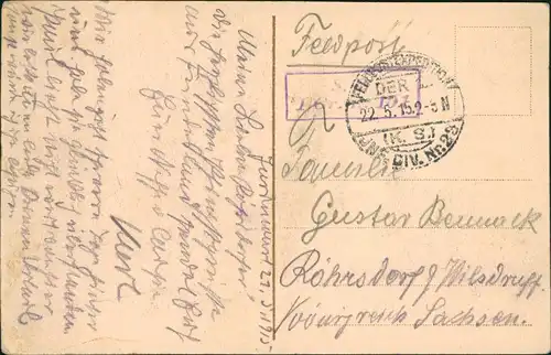 CPA Juvincourt-et-Damary 2-Bild-Karte Erster Weltkrieg 1915   Feldpost gelaufen