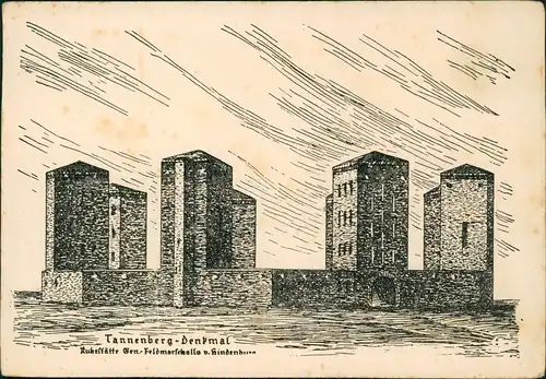 Tannenberg Stębark National Denkmal Hindenburg Künstlerkarte Ostpreußen  1940