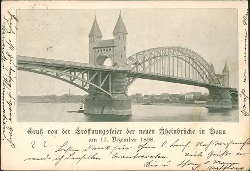 Ansichtskarte Bonn Gruß von der Eröffnungsfeier der neuen Rheinbrücke 1898