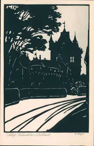 Ansichtskarte Liebstadt Schloß Kuckuckstein Schattenschnitt 1928