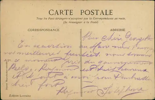 .Frankreich Patriotika France Patience et courage, par la pensée je ne te quitte jamais. 1915
