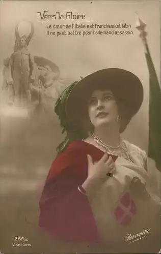 CPA .Frankreich Vers la Gloire Patriotika France Frau 1915