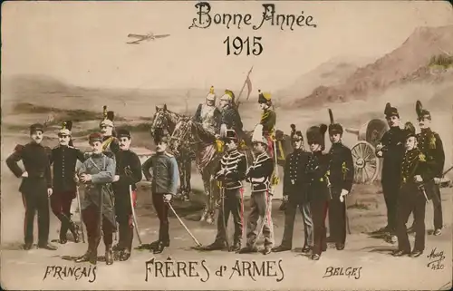 CPA .Frankreich Patriotika France FRÊRES & ARMES Bonne Année 1915