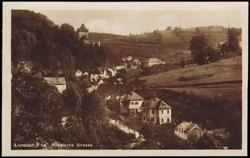 Ansichtskarte Liebstadt Pirnaische Straße 1928