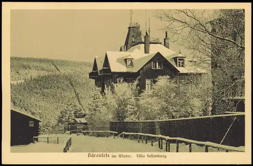 Bärenfels (Erzgebirge)-Altenberg (Erzgebirge) im Winter. Villa Felsenburg 1926