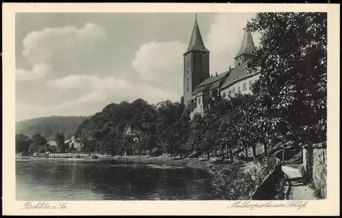 Ansichtskarte Rochlitz Muldenpartie am Schloss. 1928