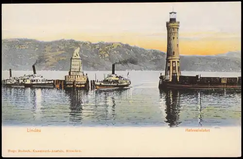 Ansichtskarte Lindau (Bodensee) Hafen Hafeneinfahrt 1905