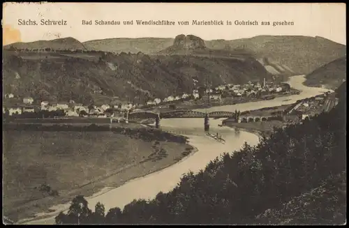 Bad Schandau Panorama Wendischfähre Marienblick in Gohrisch aus gesehen 1929