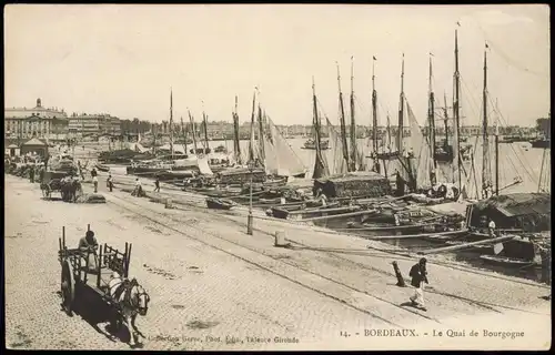 CPA Bordeaux Le Quai de Bourgogne 1906  gel. Ankunftsstempel Höchst Main