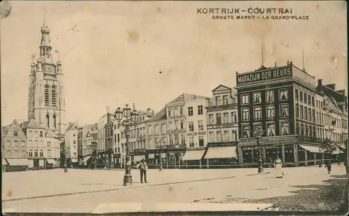 Kortrijk Courtrai GROOTE MARKT LA GRAND PLACE 1917   1. Weltkrieg Feldpost