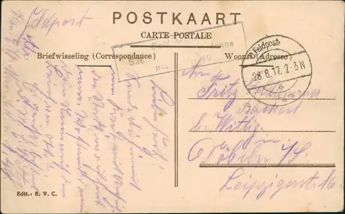 Kortrijk Courtrai GROOTE MARKT LA GRAND PLACE 1917   1. Weltkrieg Feldpost