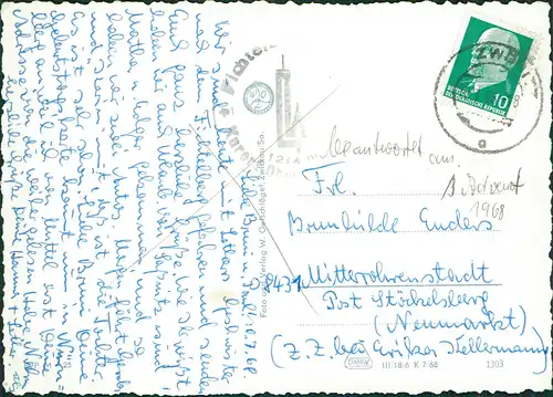 Ansichtskarte Oberwiesenthal Wetterwarte und HO-Gaststätte - 3 Bild 1968