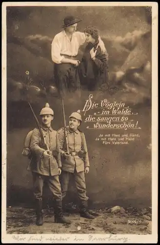 Ansichtskarte  Soldaten im 1. Weltkrieg (Soldiers WWI) 1915   Feldpost gelaufen