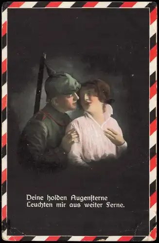 Feldpostkarte 1. Weltkrieg, Patriotik Soldat mit Frau 1916   Feldpost