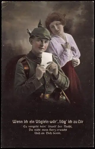 Soldat im 1. Weltkrieg mit Liebesbrief von Zuhause (Soldier WWI) 1916