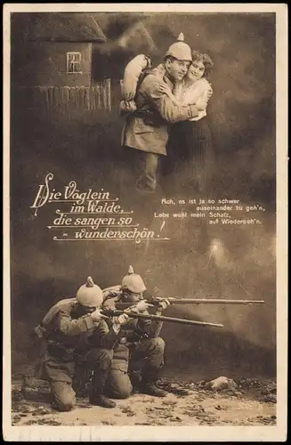 1. Weltkrieg, Liebesserie Soldat mit Frau 1915  Feldpost Stempel STETTIN