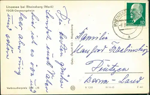 Linow-Rheinsberg FDGB-Genesungsheim Linowsee bei Rheinsberg (Mark) 1963