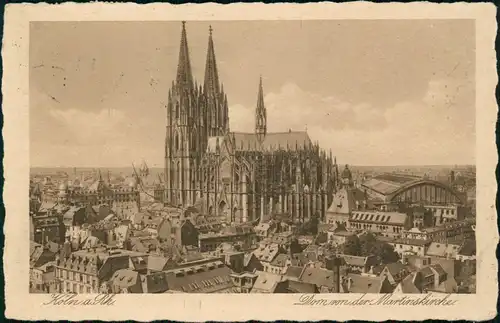 Ansichtskarte Köln Stadt-Panorama mit Dom von der Martinskirche 1926