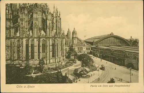 Ansichtskarte Köln Partie am Dom und Hauptbahnhof 1915