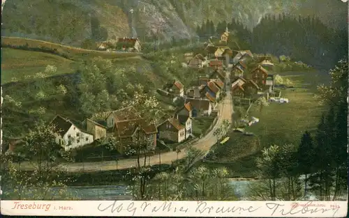 Ansichtskarte Treseburg Straßenpartie - Künstlerkarte 1904