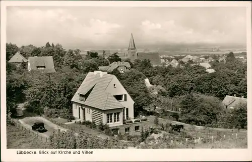 Lübbecke (Westfalen) Panorama-Ansicht Blick auf Kirche und Villen 1954