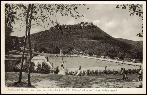 Ansichtskarte Bad Urach Höhenfreibad mit Hohen Urach 1954