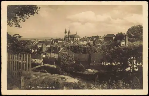 Postcard Eger Cheb Blick auf die Stadt 1930