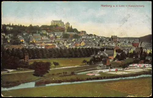 Ansichtskarte Marburg an der Lahn v. Kappelerberg. 1917