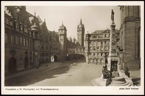 Ansichtskarte Frankfurt am Main Paulsplatz mit Einheitsdenkmal 1941