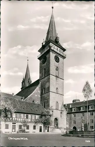 Ansichtskarte Öhringen Strassen Ansicht Partie a.d. Kirche 1955