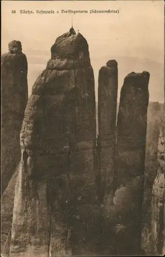 Bad Schandau Sächsische Schweiz Dreifingerturm (Schrammsteine) 1910