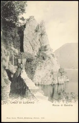 Ansichtskarte Gandria-Lugano Rocca di Gandria Frau Kiepe 1911