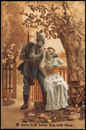 Soldat im 1. Weltkrieg mit seiner Geliebten (Soldiers WWI) 1915
