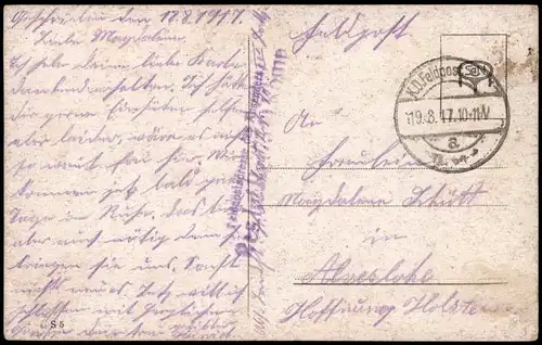 Feldpostkarte 1. Weltkrieg "Wiedersehen" Soldat mit Frau 1917  Feldpost